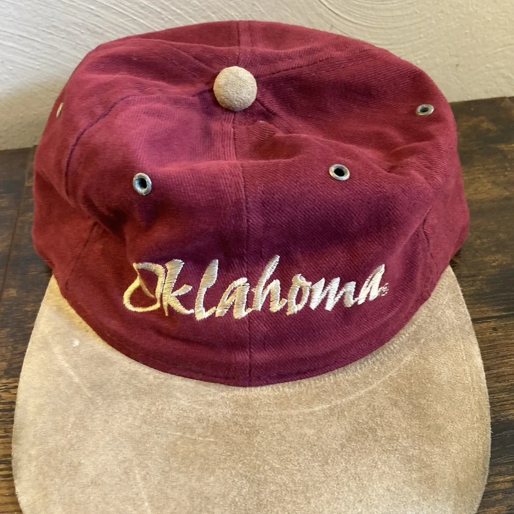 Oklahoma Sooners Vtg 1984 Kudzu Hat Strapback Suede Brim Velvety Feel Embroidery
